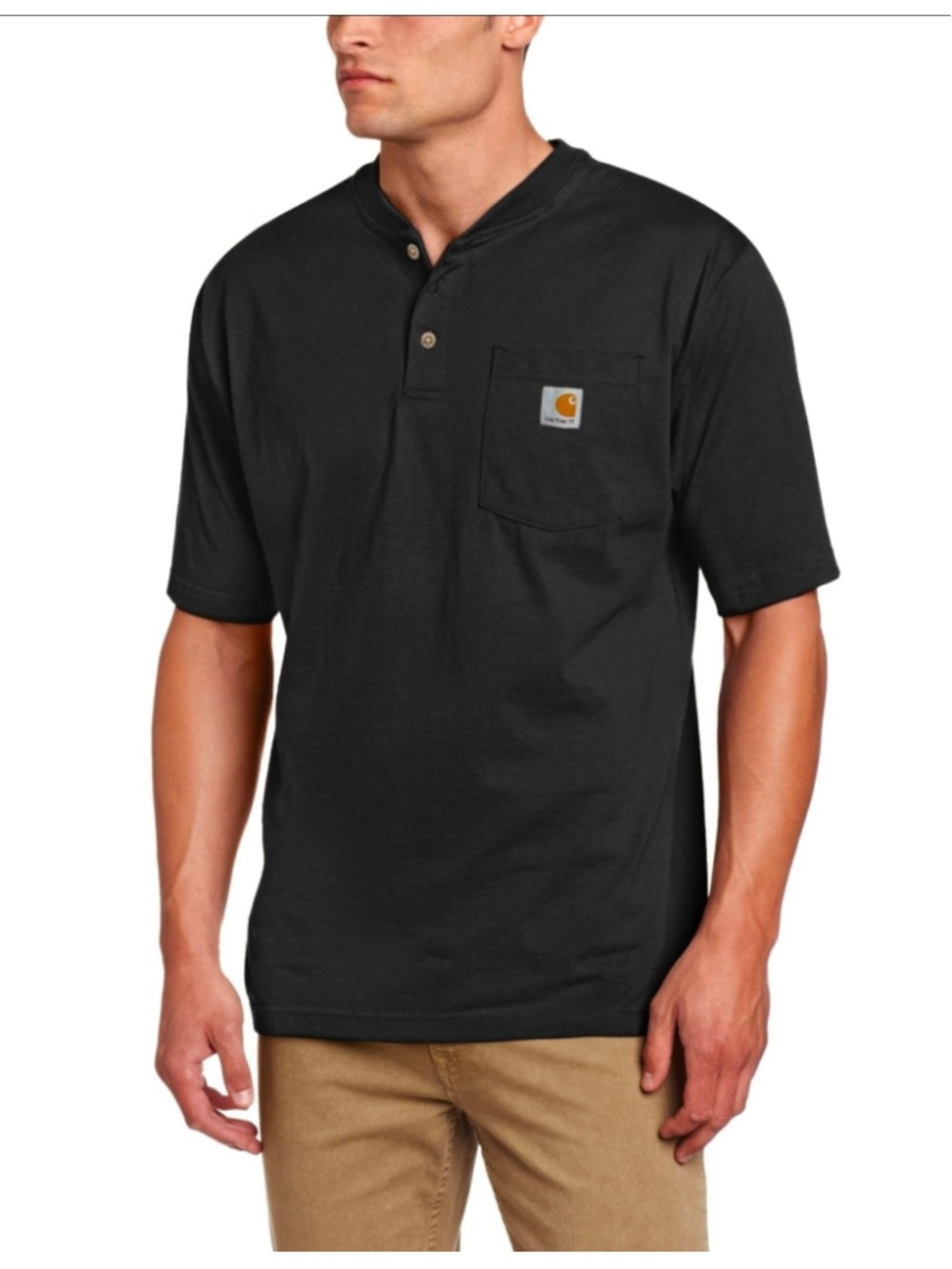 Carhartt K84 Men's XL Loose Fit Heavyweight Pocket Henley T-Shirt Black NWT - Picture 5 of 6